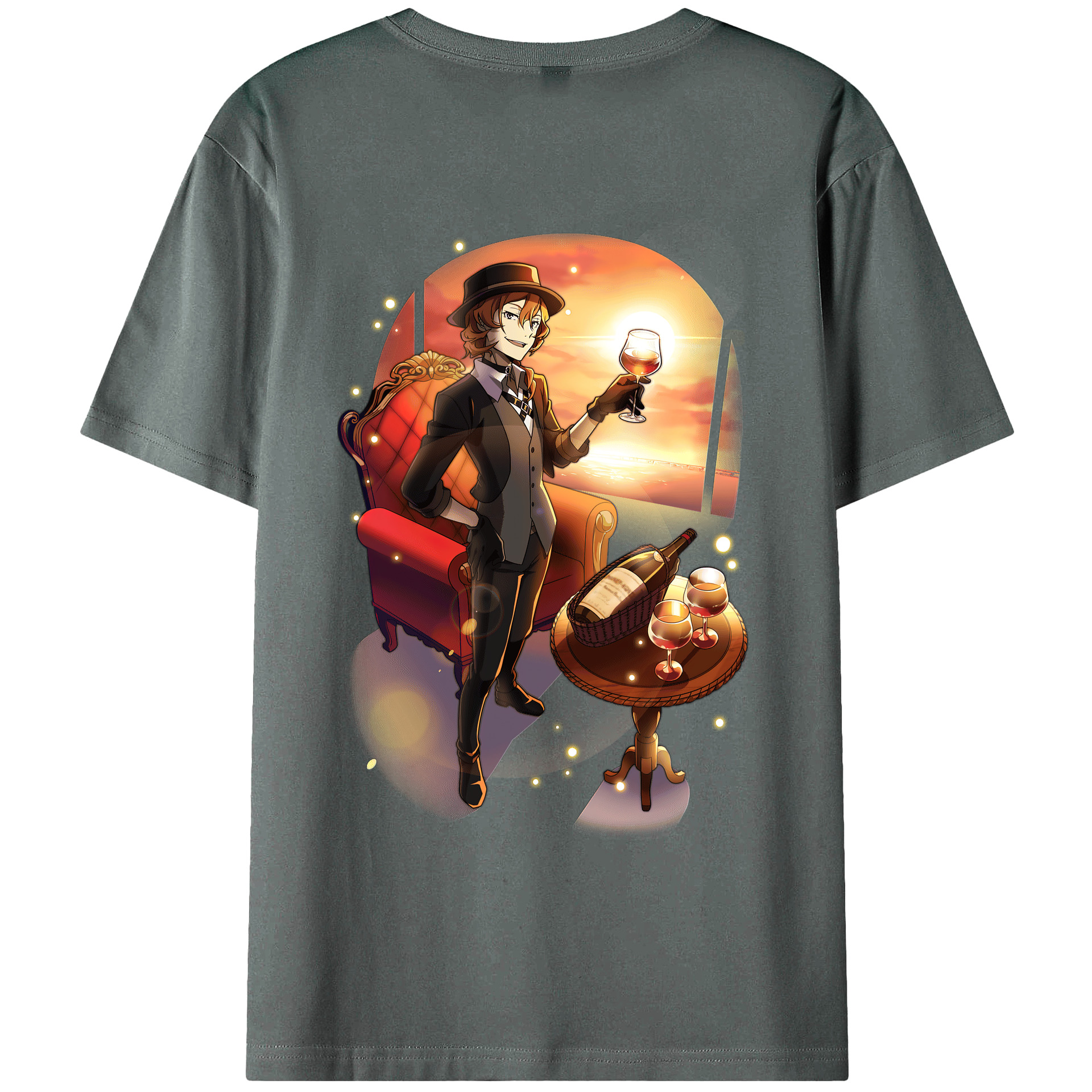 （画像用） 文豪ストレイドッグス Bungo Stray Dogs 綿100％ メンズ半袖Tシャツ（バックプリント） 通気性